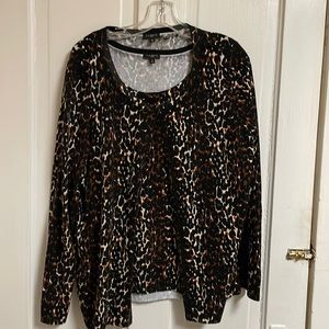 Talbots cardigan and shell. Cheetah pattern. Like new.